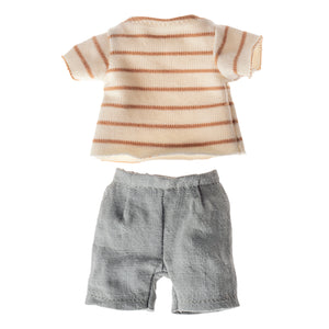 Rabbit size 1, Brown - Striped blouse and shorts