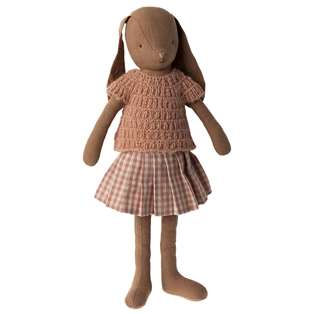 Bunny size 3, Chocolate brown, Knitted shirt and skirt