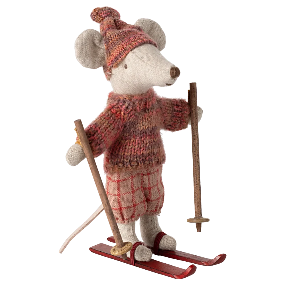 Winter mouse with ski set, Big sister - Rose